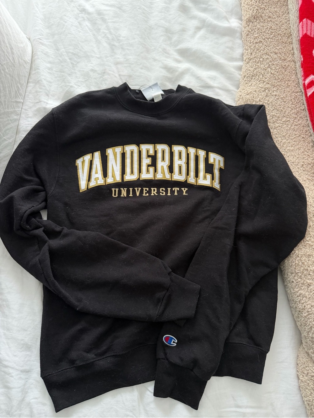 Champion Black Vanderbilt University Crewneck Sweatshirt with Gold Lettering